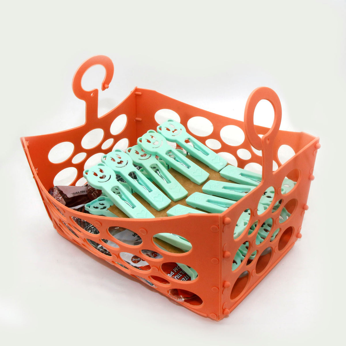 Kit Varal III Poly Play - 1 Cesto sem queda + 10 Prendedores Happy Ursinho Colorido - Poly Play