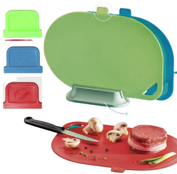 Kit 3 Tábuas de Corte + Suporte Poly Play - Segurança Alimentar Completa