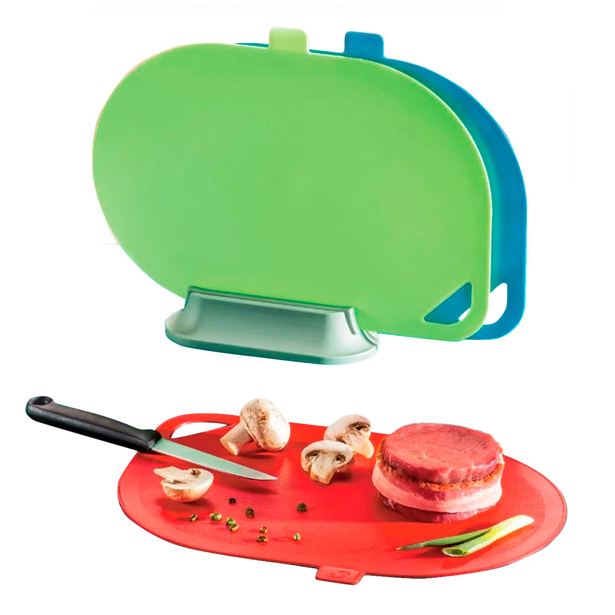 Kit 3 Tábuas de Corte + Suporte Poly Play - Segurança Alimentar Completa