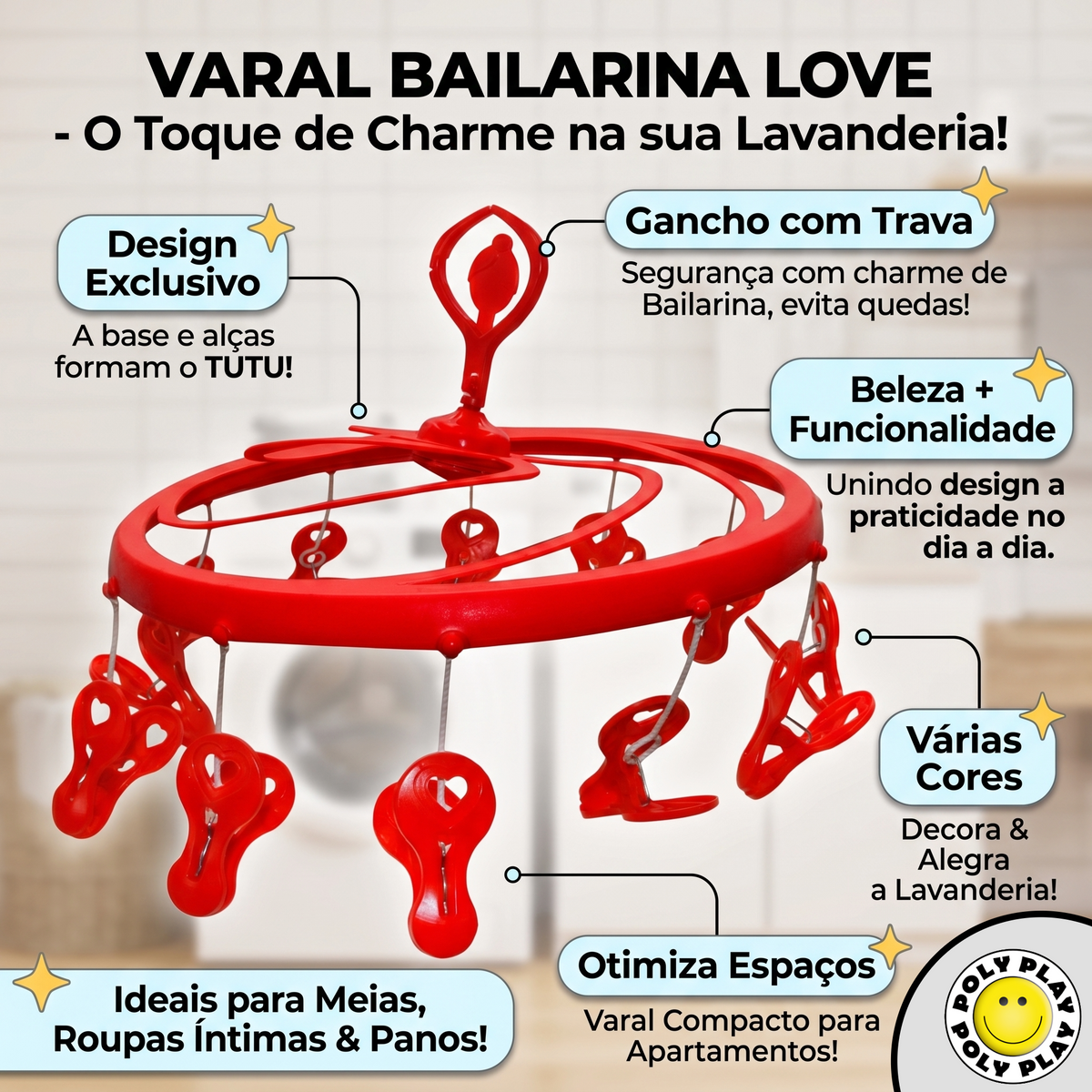 Kit Família Love Poly Play 3 Varais Love - Família Grande com Estilo e Amor
