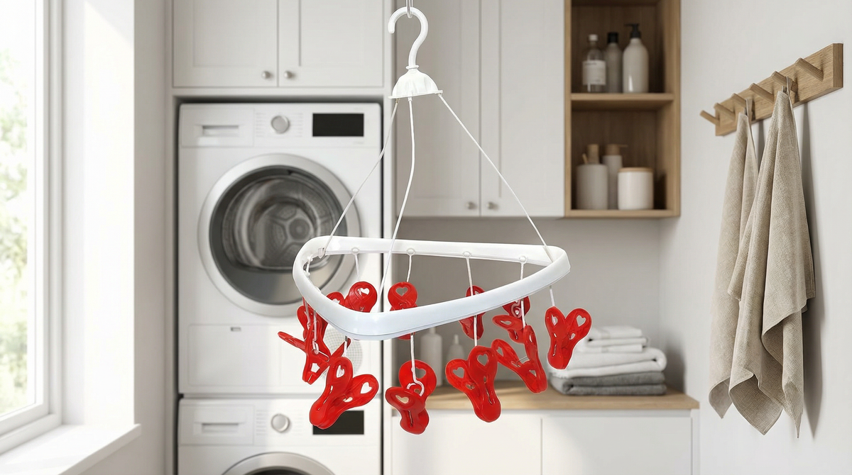 Varal Triangular Poly Play 12 Prendedores Love - Cuida das roupas Íntimas com Amor
