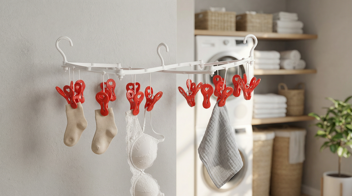 Varal Sanfona Expansível Poly Play 12 Prendedores Love - Compacto e Decorativo