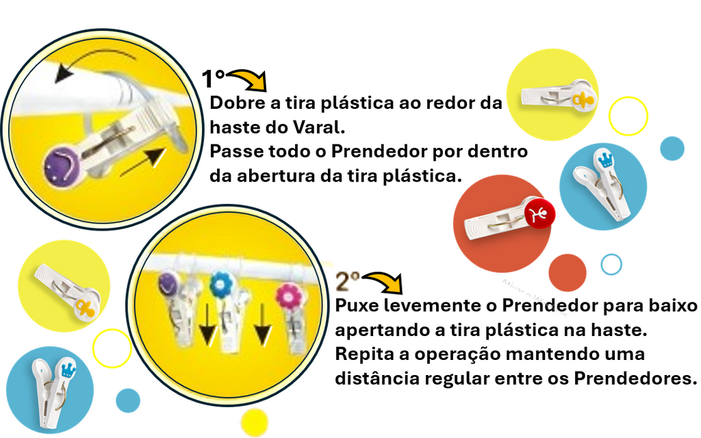 Prendedor para Varal de Teto PrendMania Poly Play 24un - Alça Emborrachada Antiqueda