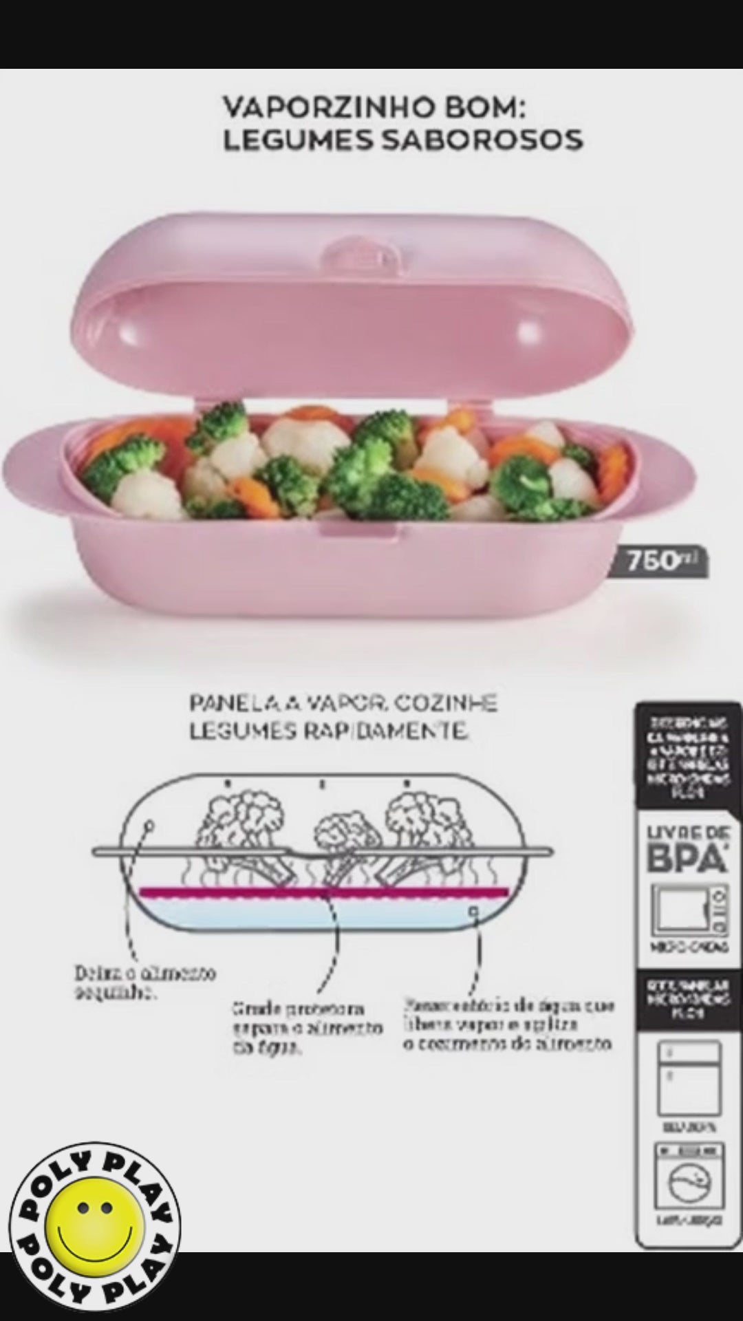 Panelinha de Vapor Poly Play Para Micro-ondas - Legumes em 4 Minutos ( 2 unidades )